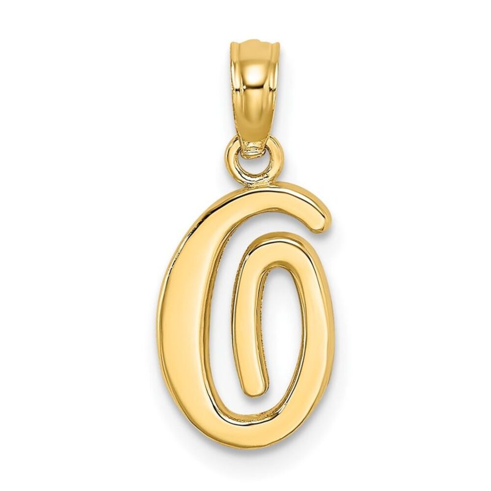 10k Yellow Gold Polished O Script Initial Charm - image 1